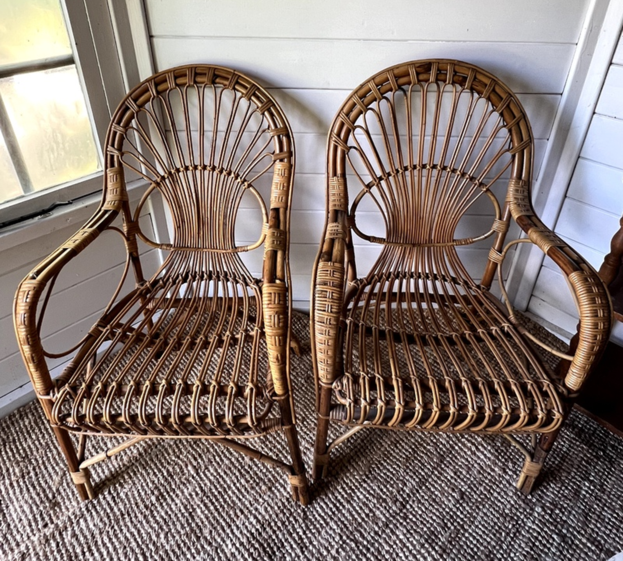 2x Vintage Sessel Bambus Braun 1960er Jahre 0
