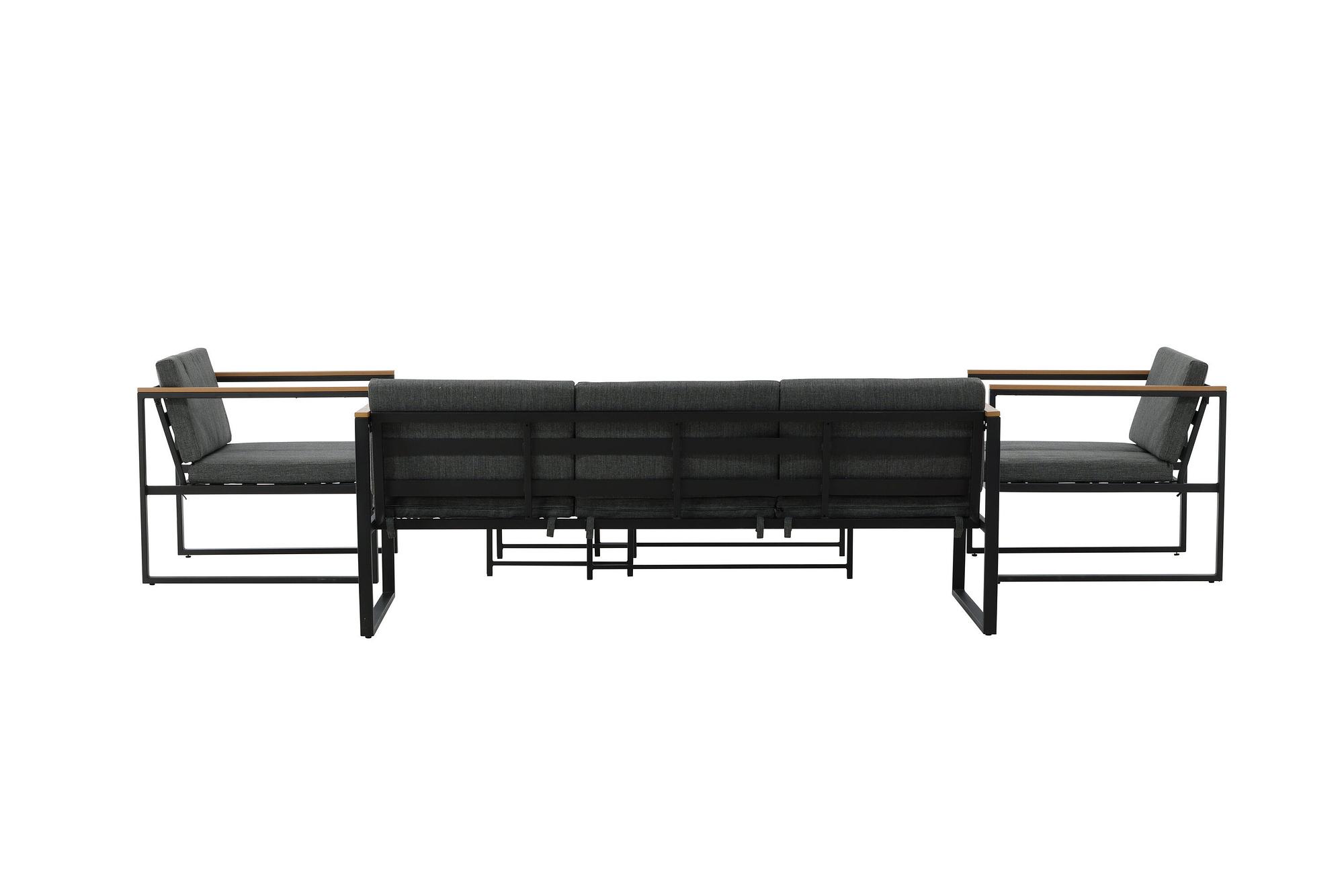 Dakar Sofa Set Steel Textile Grey Black 6