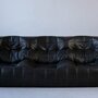 Vintage Michel Ducaroy Kashima Sofa-Set Leder Schwarz 3-tlg 6