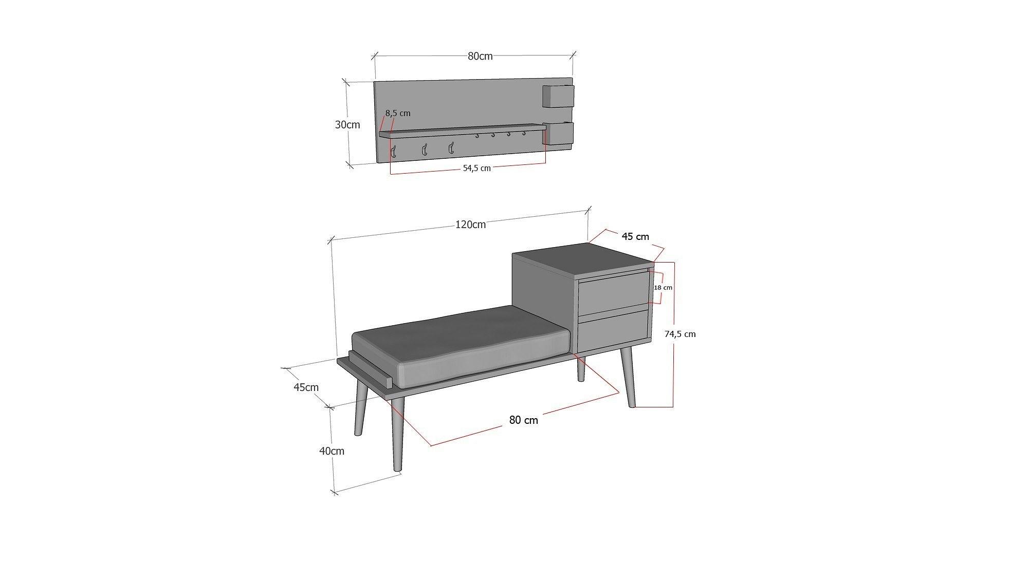 Hamra Garderobe Holzfurnier Anthrazit Grau 4