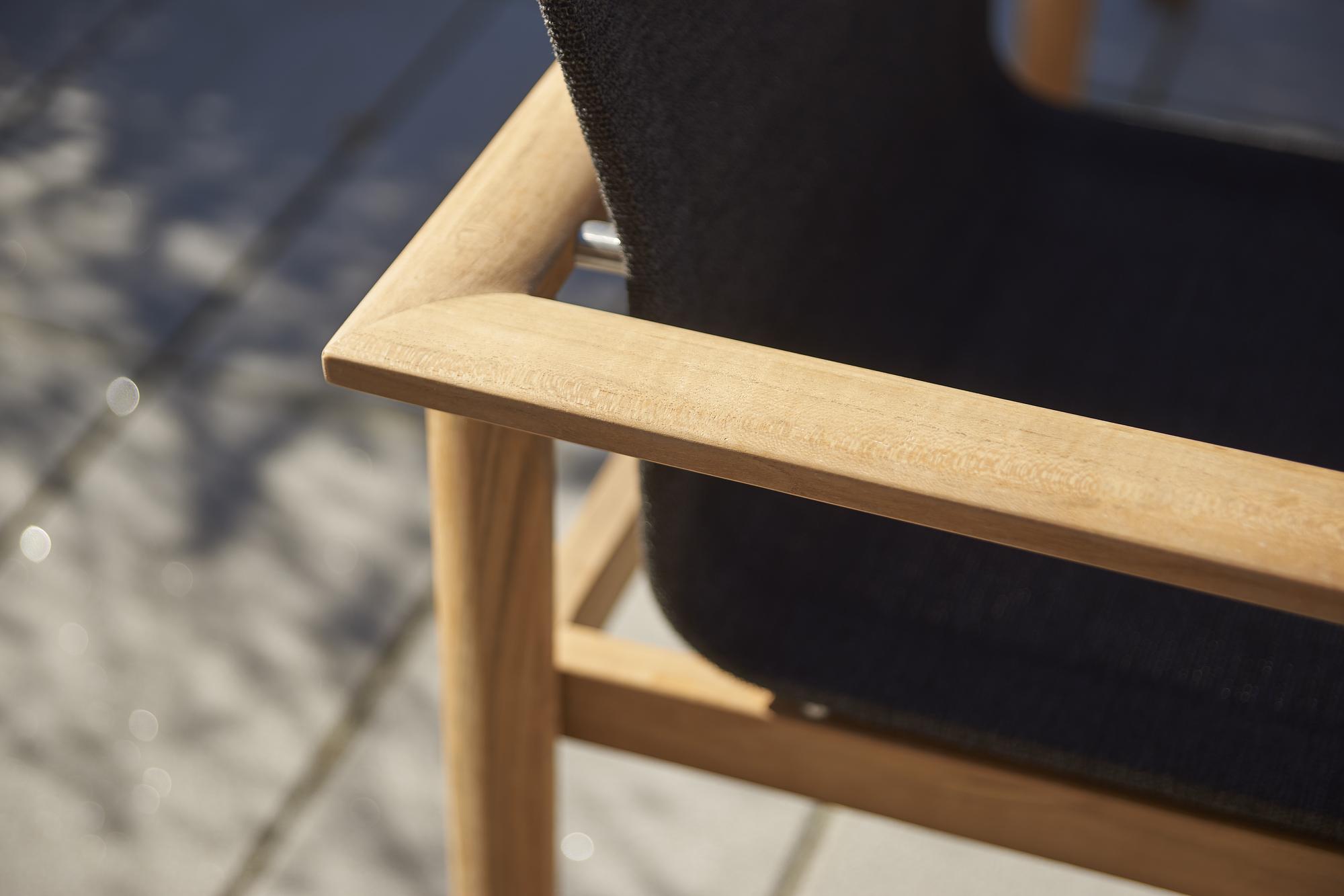 Safari Deckchair mit Hocker Teak Anthrazit 3