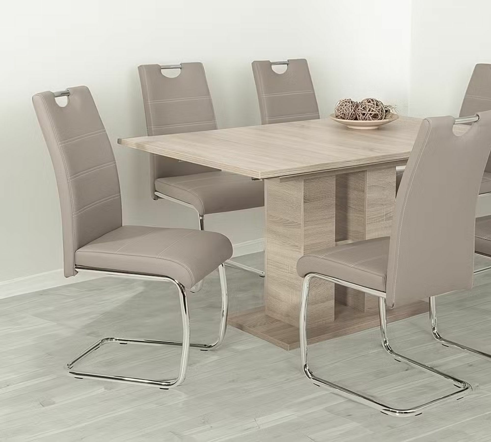 2x La Paz Freischwinger Chrom Kunstleder Cappuccino 1