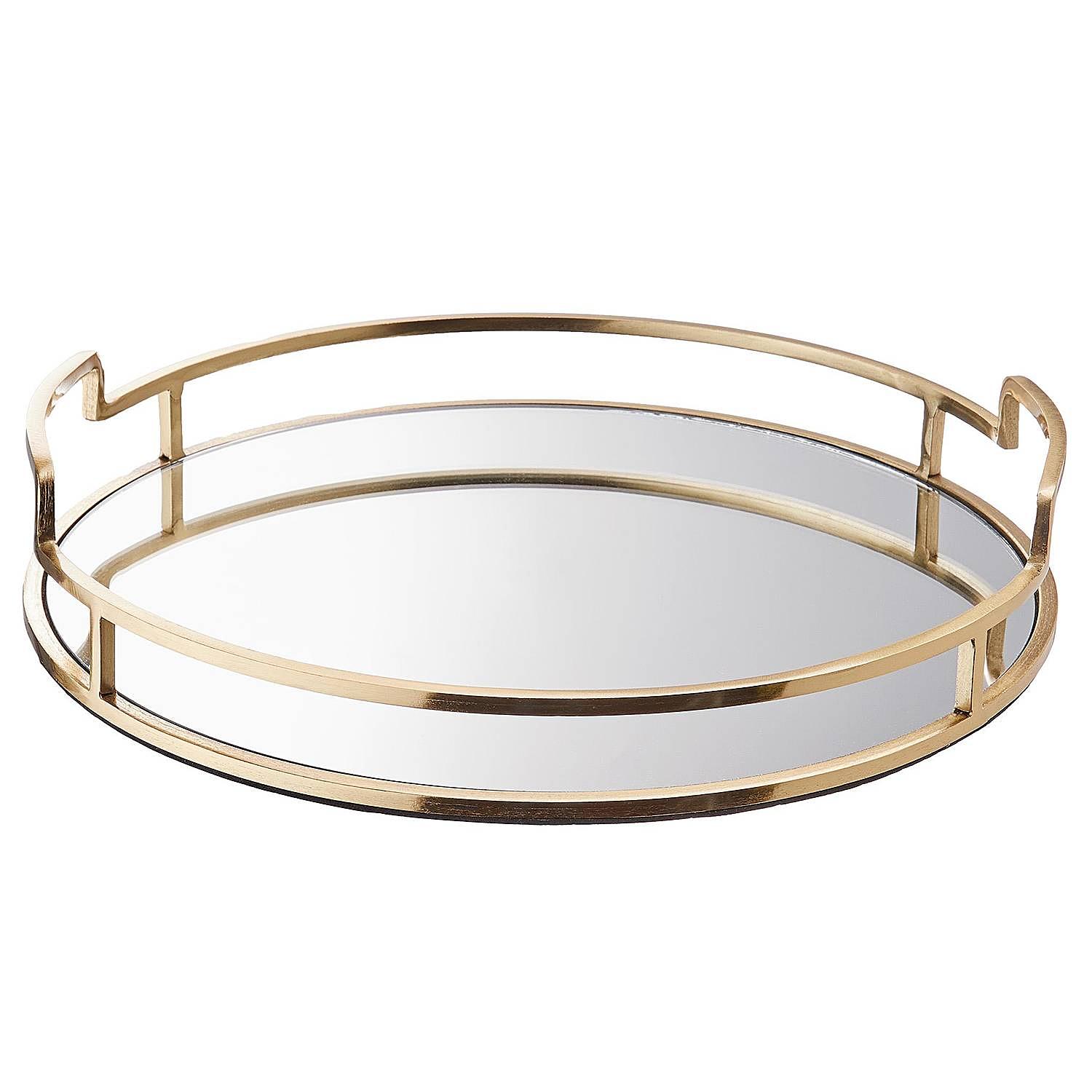 Tablett ART DECO Aluminium / Glas Gold 3