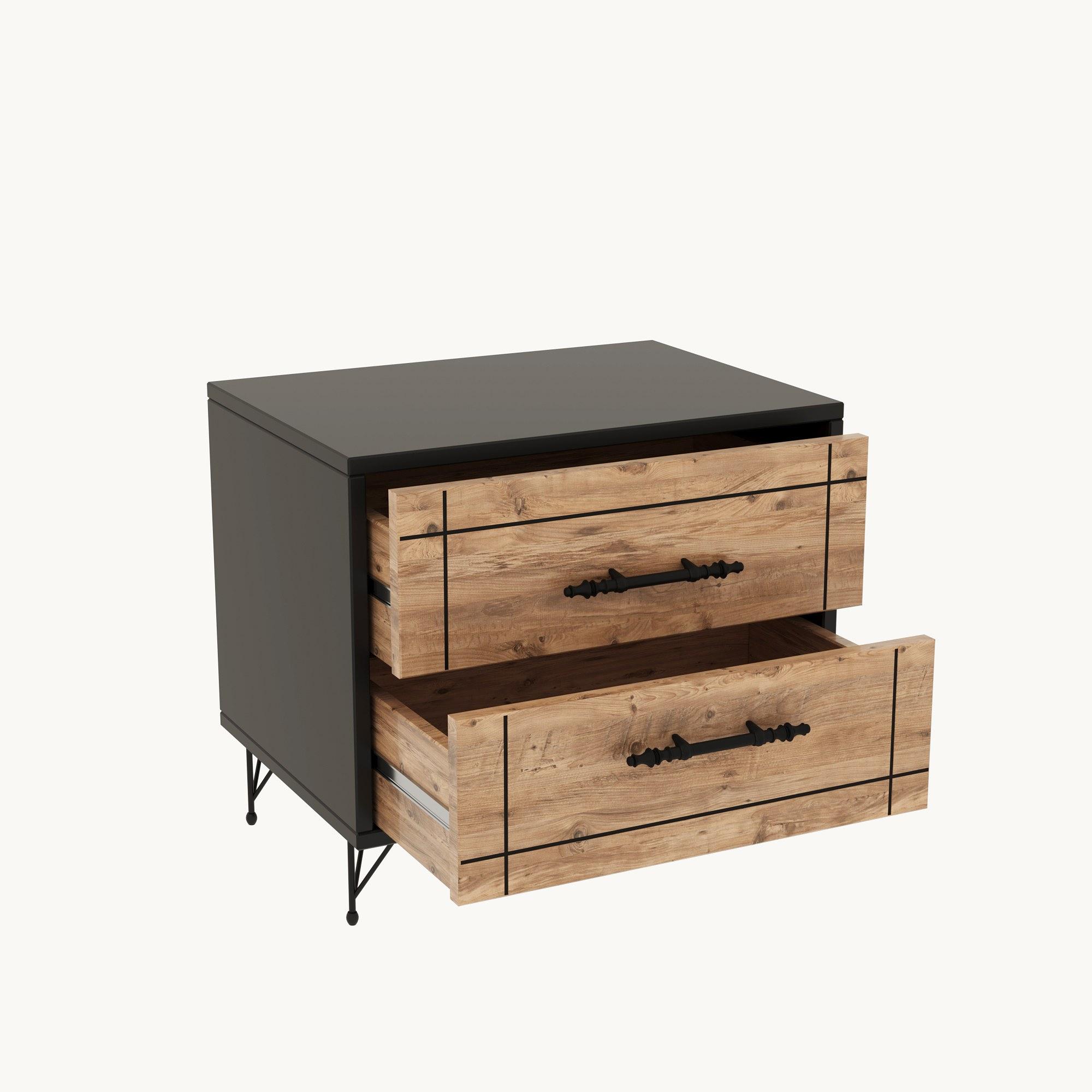 Night Nachttisch Holzfurnier Schwarz 3