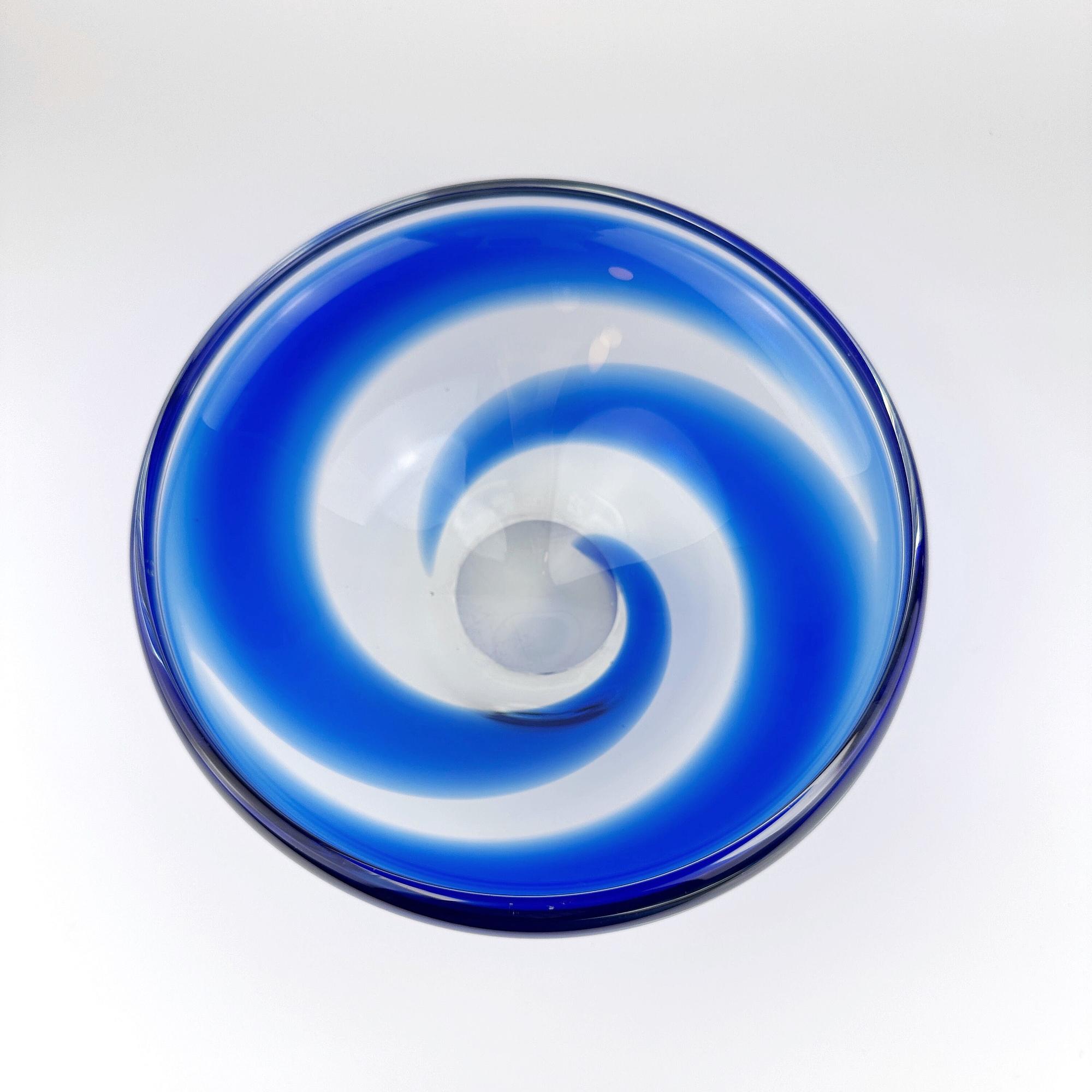 Vintage Schale Glas Blau 1950er Jahre 6