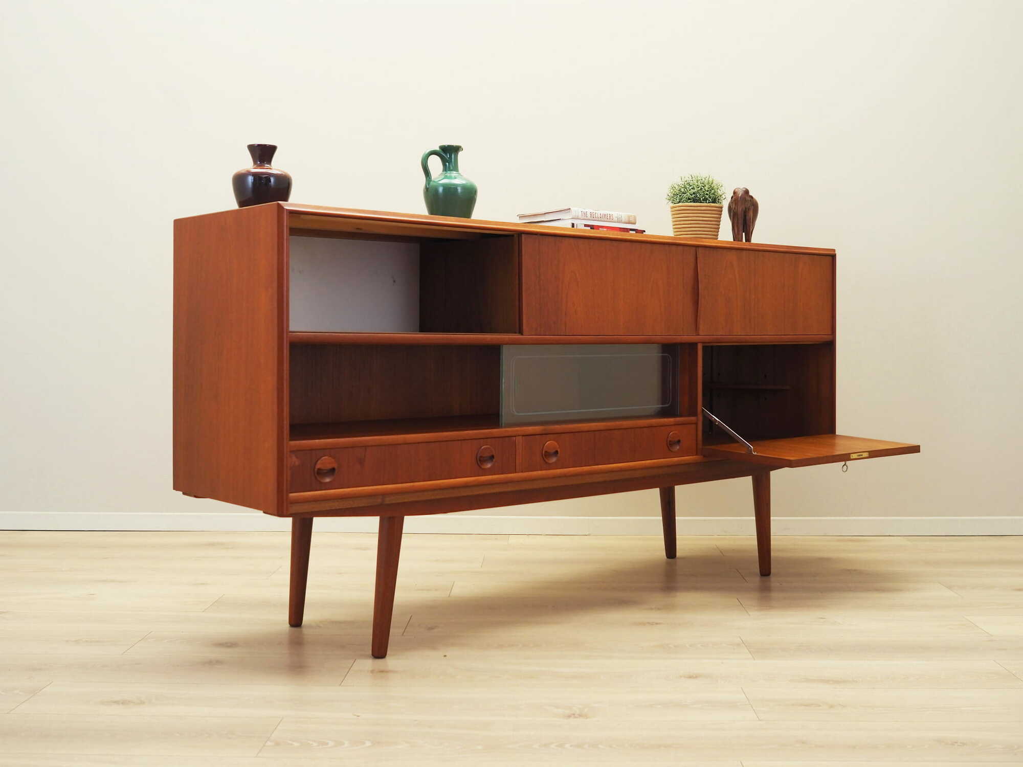 Vintage Highboard Teakholz Braun 1970er Jahre 6