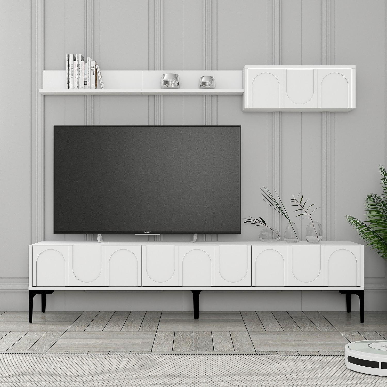 Lyon 3 Living room furniture set wood veneer White Black 2