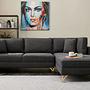 Lima Sofa Chaise Longue Right Anthracite with golden legs 2