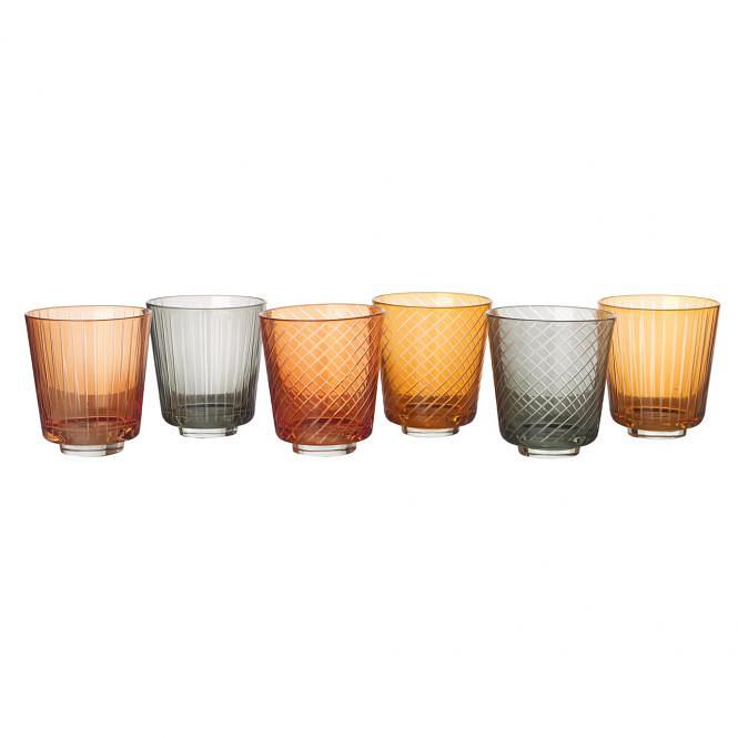 6x Glas mit Schliff Mehrfarbig 0