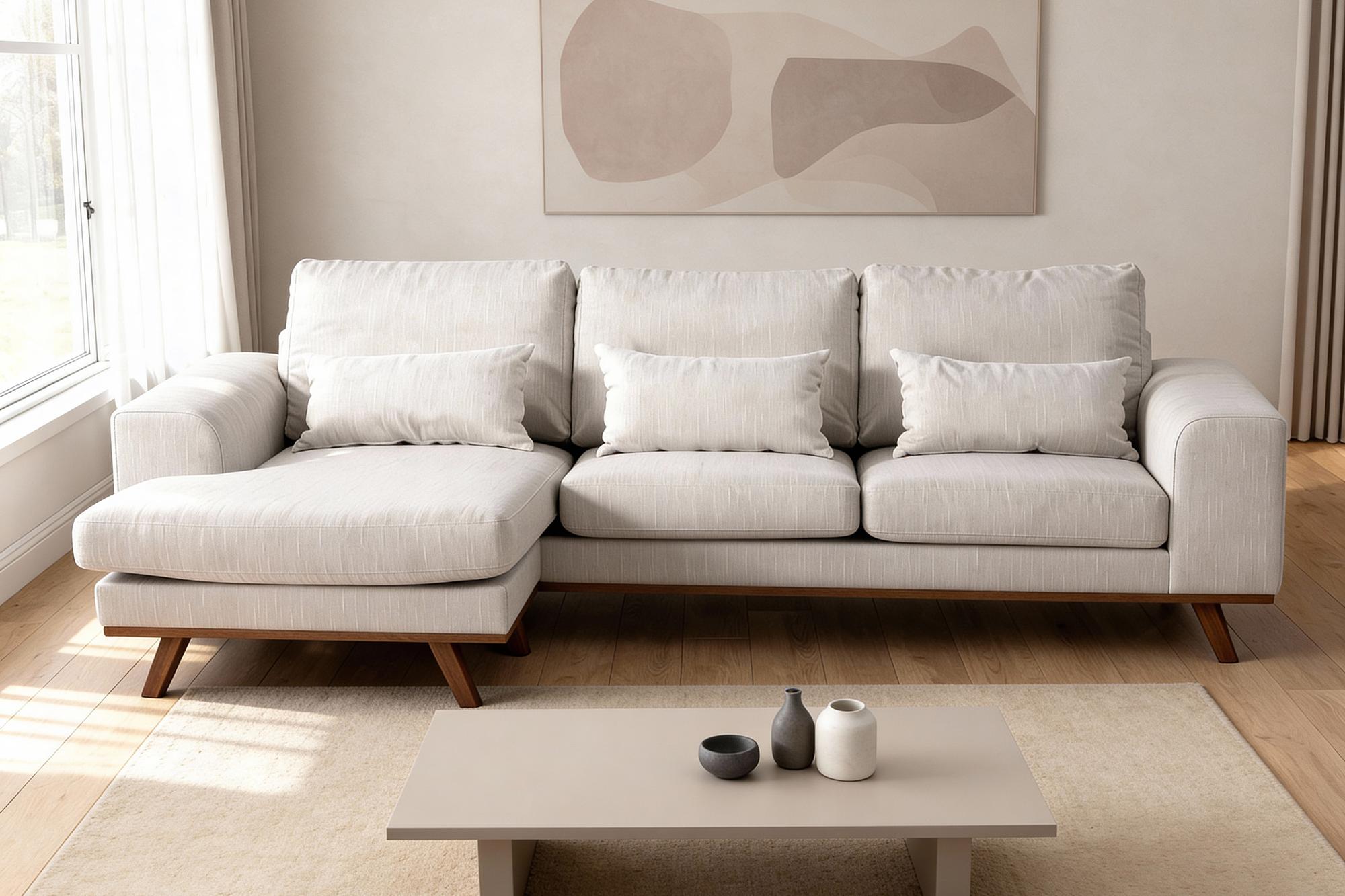 Ecksofa Japandi 3-Sitzer Beige 4