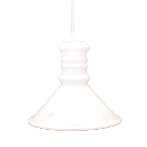 Vintage Pendant Lamp Glass White 1970s 0