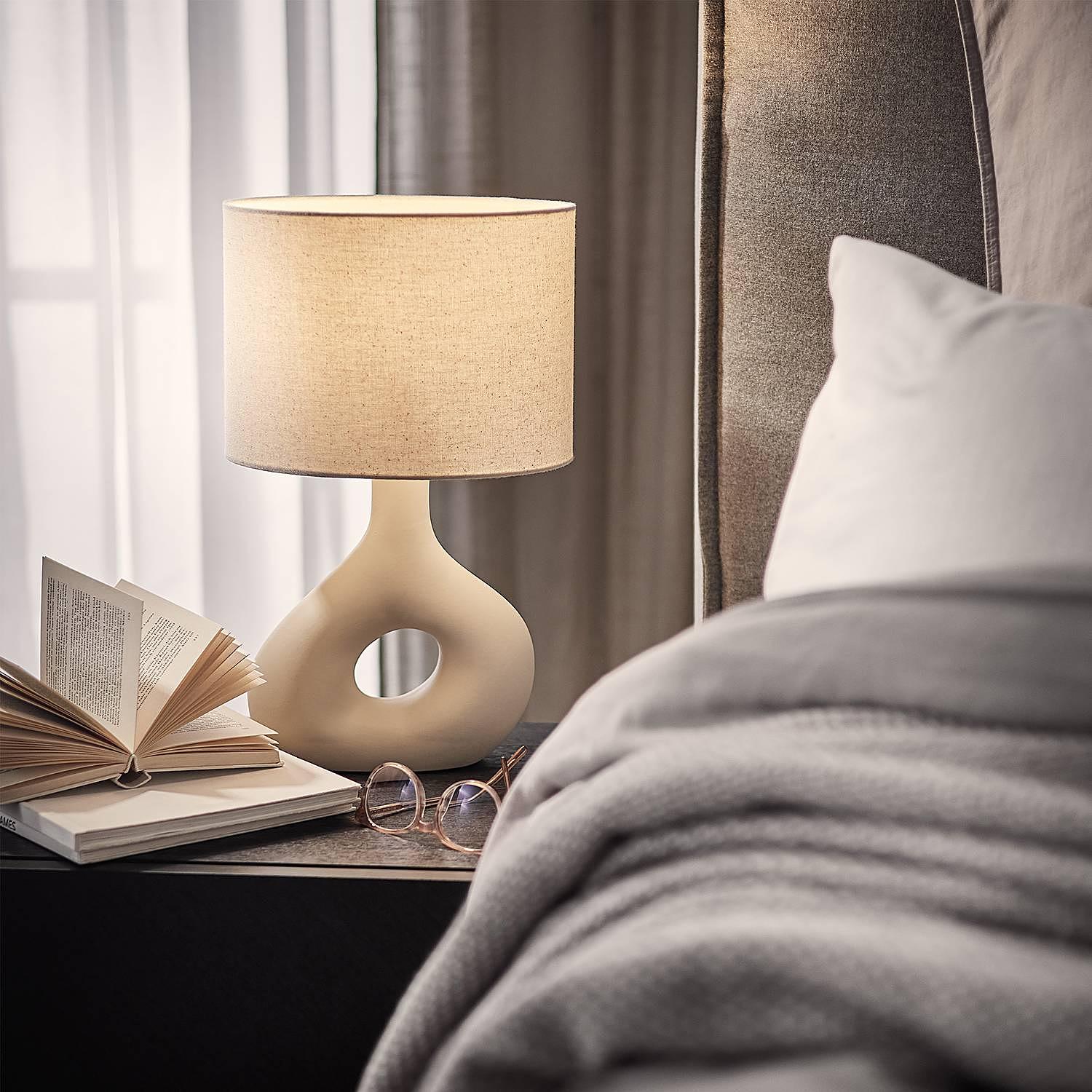 Table lamp LOOP ceramic textile beige 2