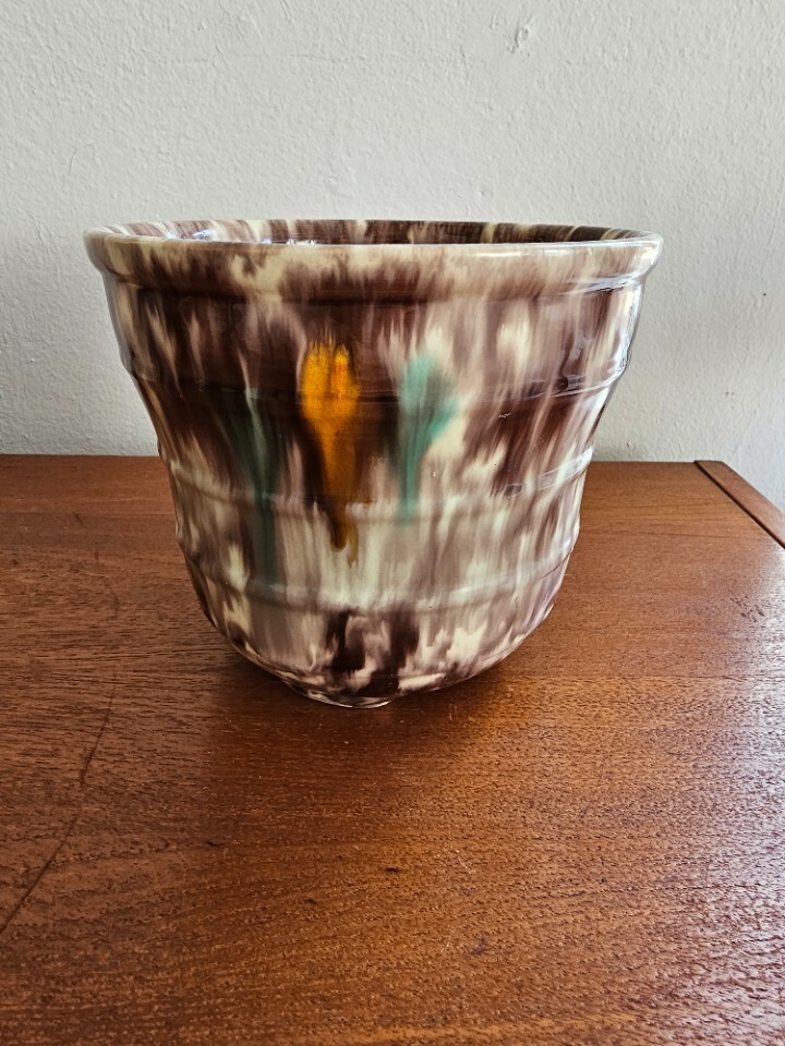 Vintage Blumentopf Keramik Mehrfarbig 2