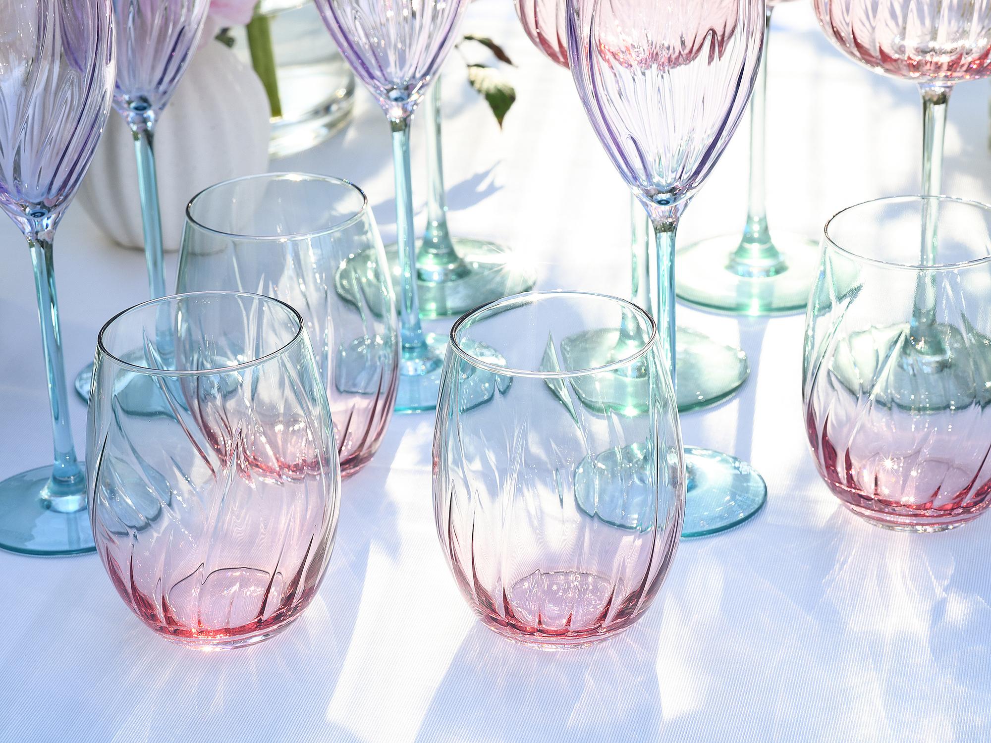 Spring Drinking Glasses Colored Glass Turquoise Pink 3