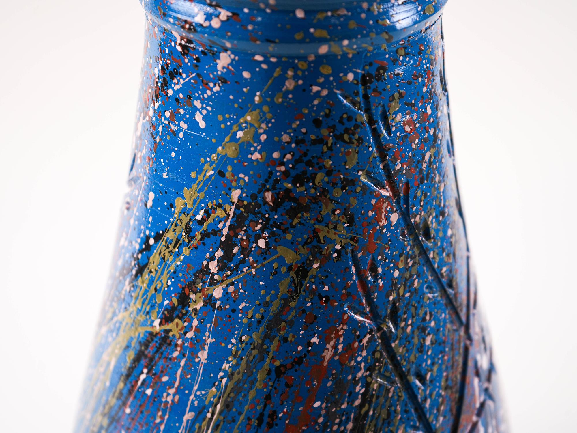 Keramikvase Blau 1970er Jahre 5
