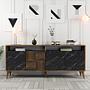 Milan Sideboard Walnussbraun Marmoroptik Schwarz 180cm 0