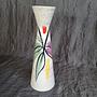 Vintage Keramikvase Braun Beige Blau gestreift 1