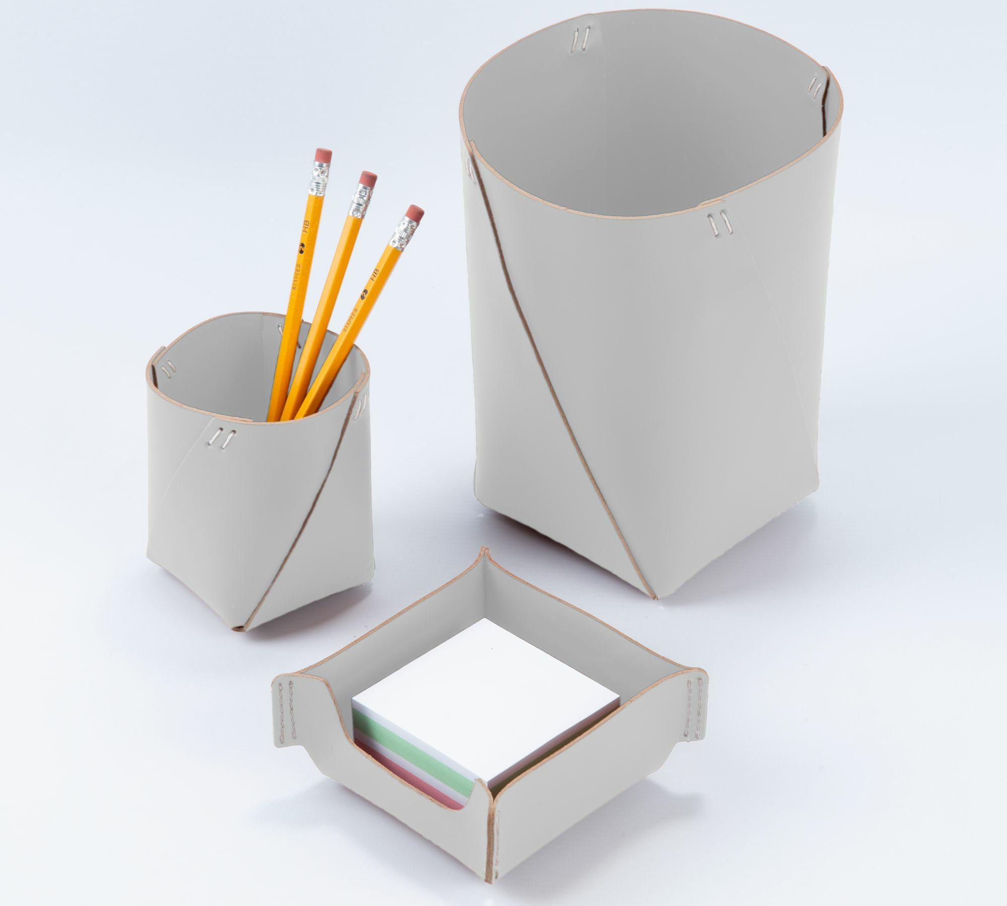 Stiftehalter 100% Recyceltes Leder Grau 2