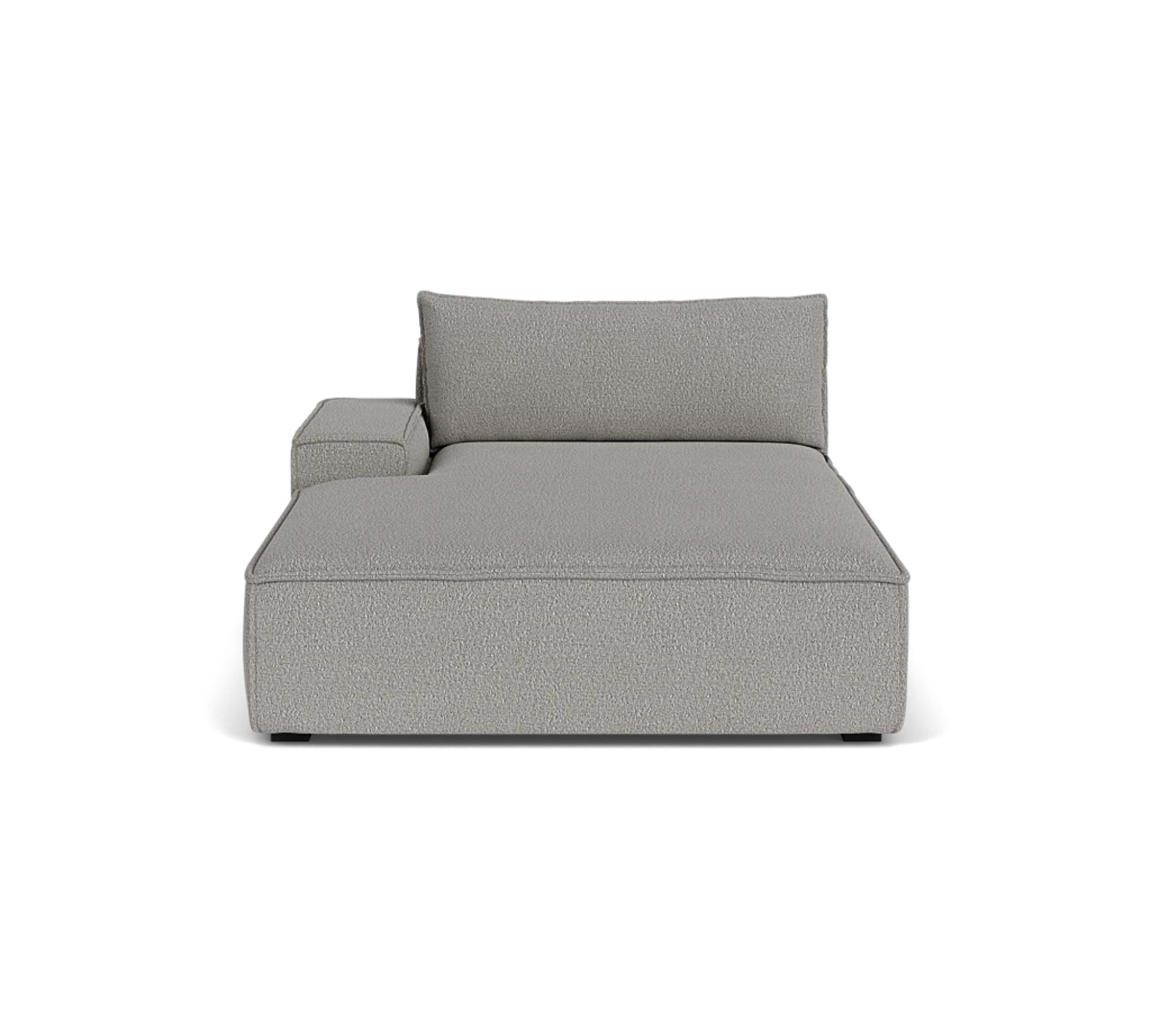 Daphne 1-seater chaise longue left Maya warm grey 1