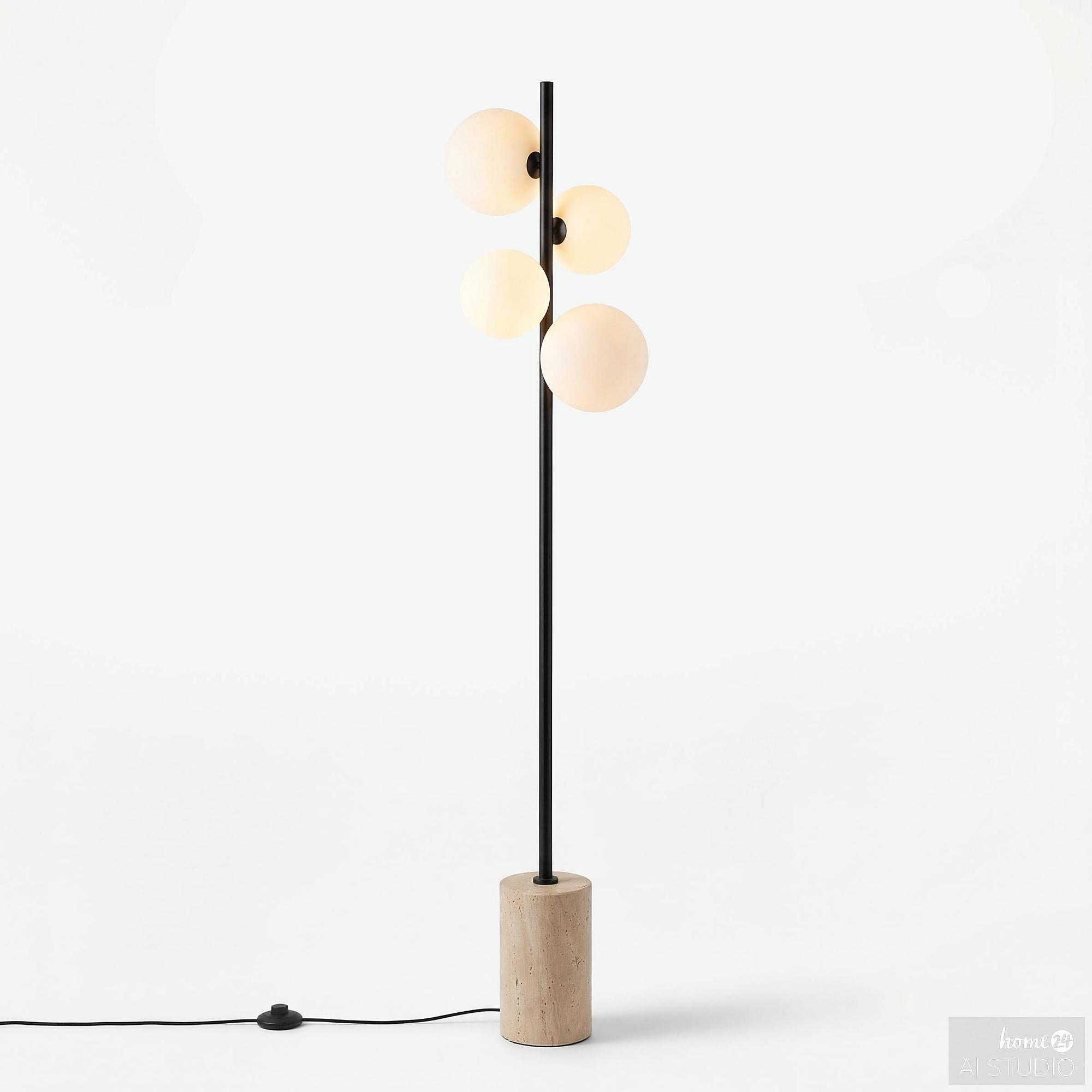 Kavio Floor Lamp Opal Glass Marble 4-light 4