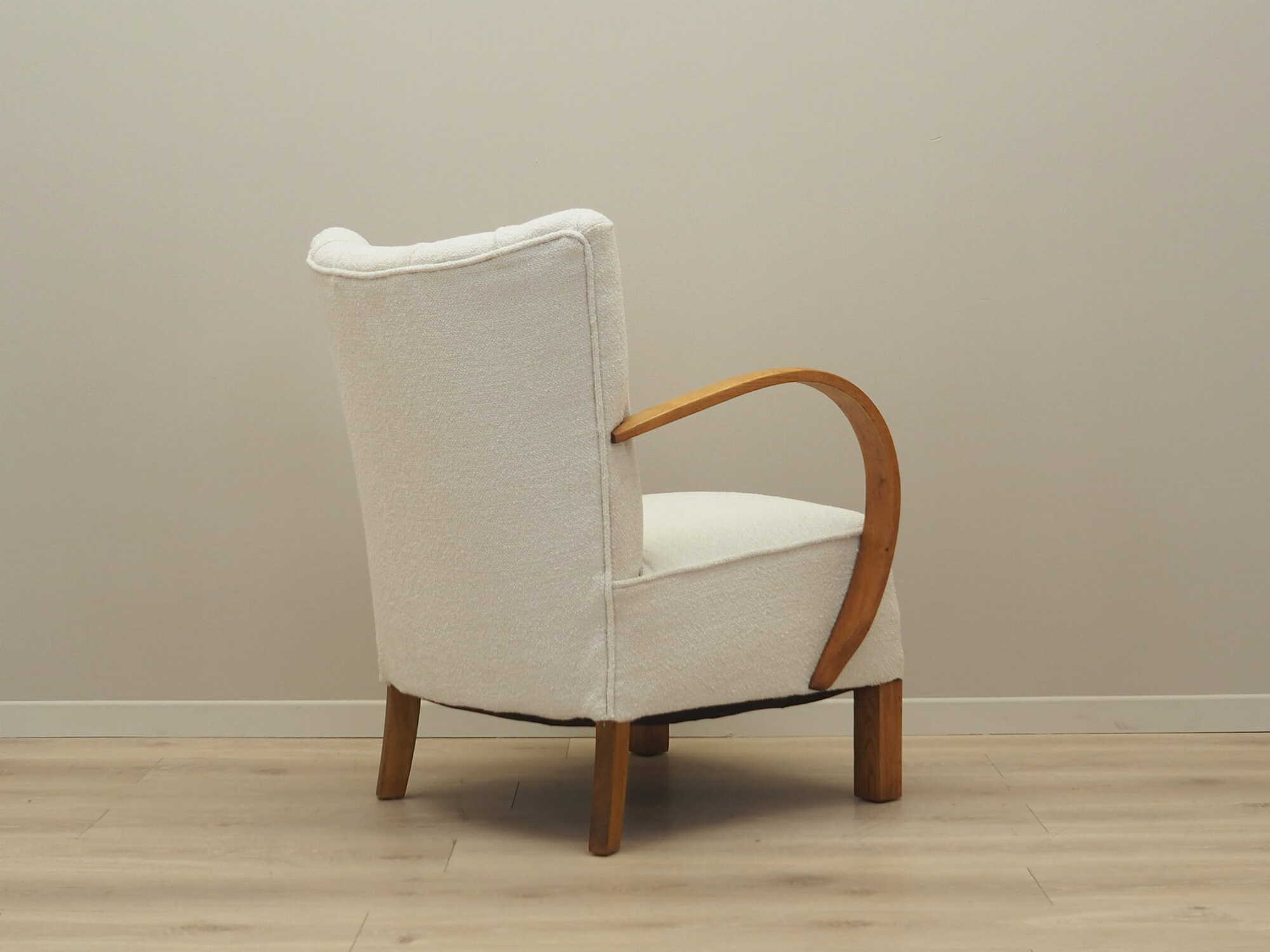 Vintage armchair oak wood textile cream 1950s 5