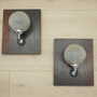 2x Wandlampe Glas Holz Braun 1970er Jahre  1