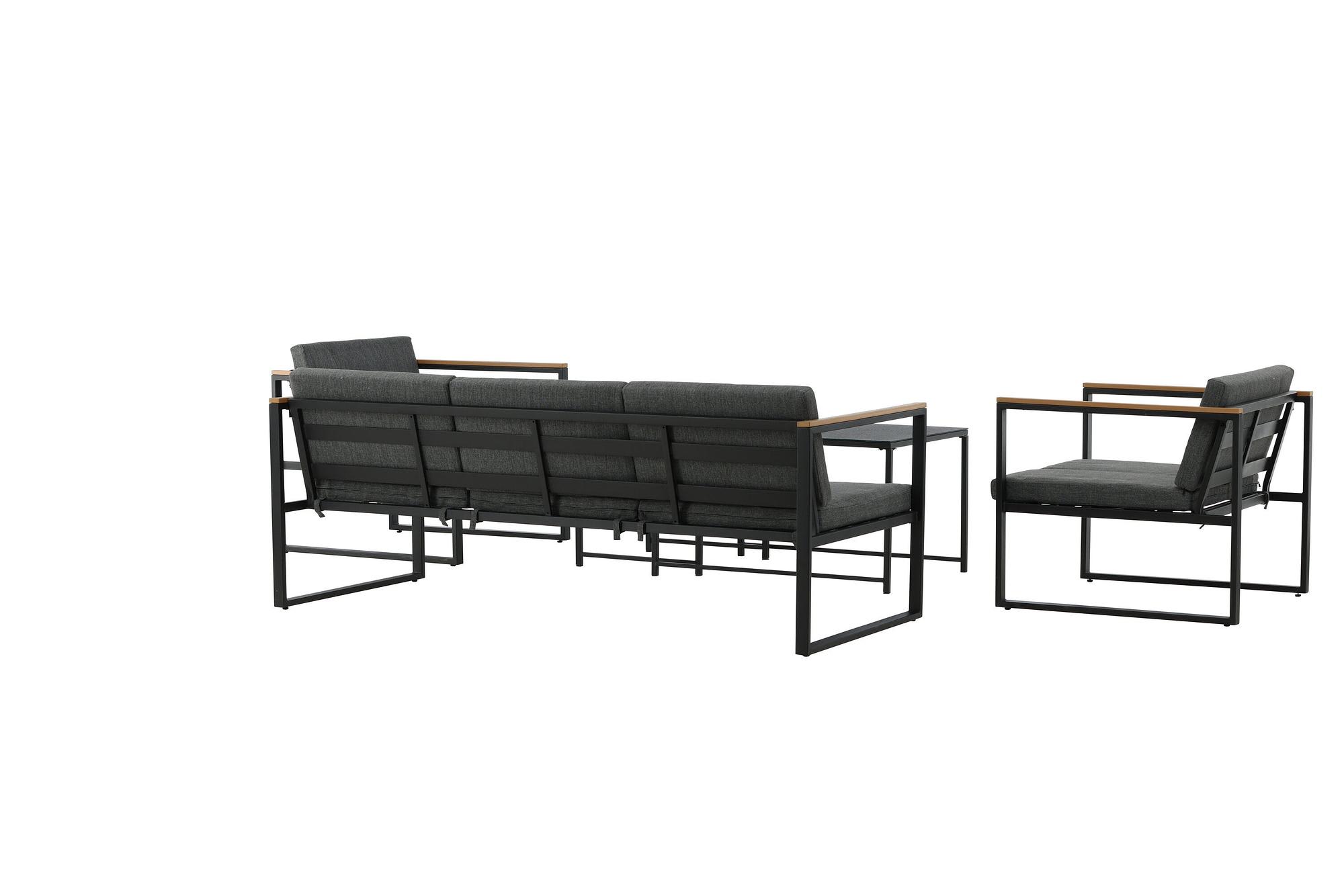 Dakar Sofa Set Steel Textile Grey Black 7