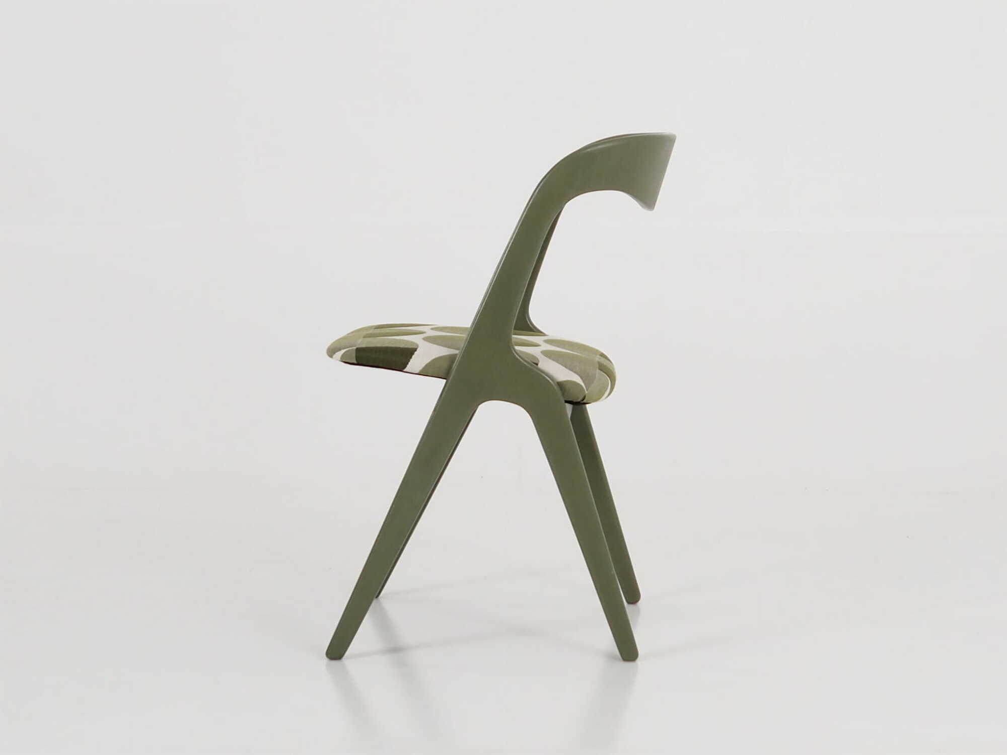 Vintage Chair Wood Fabric Green 1970s 2