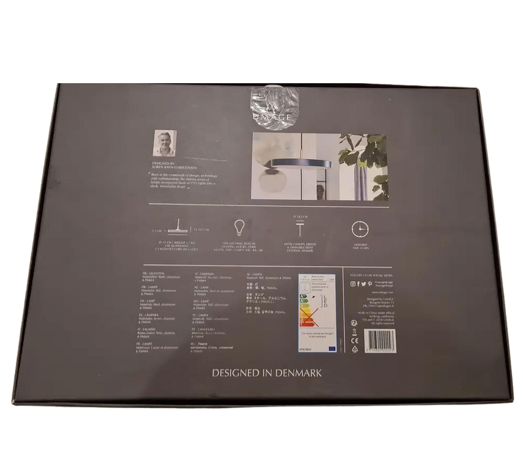 Asteria Pendant Light Mini Brass Petrol Blue 4