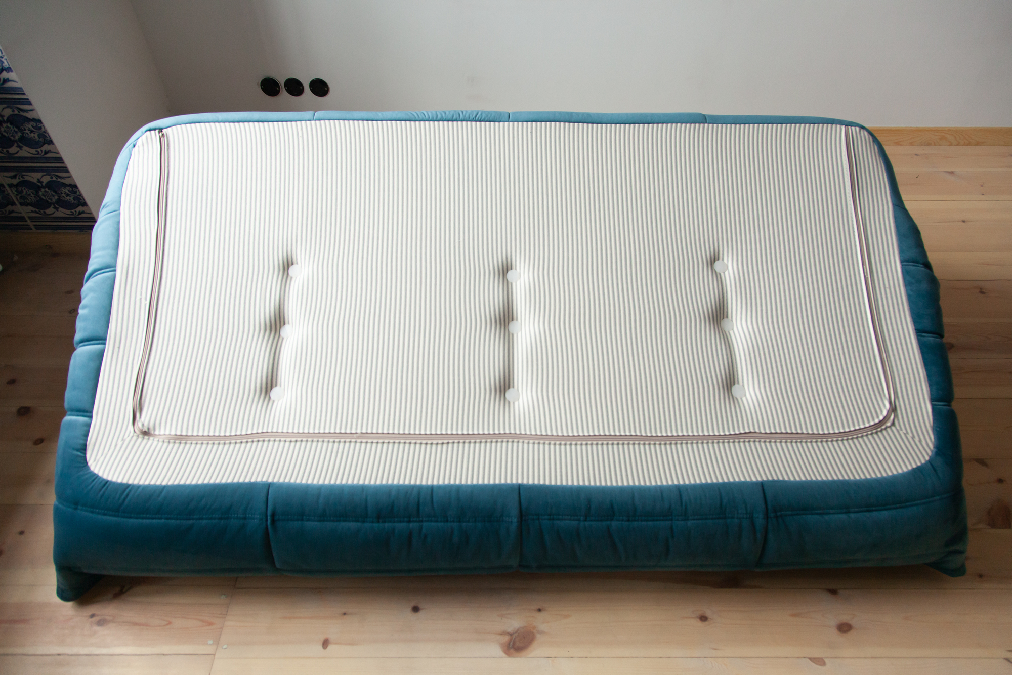 Togo Sofa 3-Sitzer Samt Meerblau 6