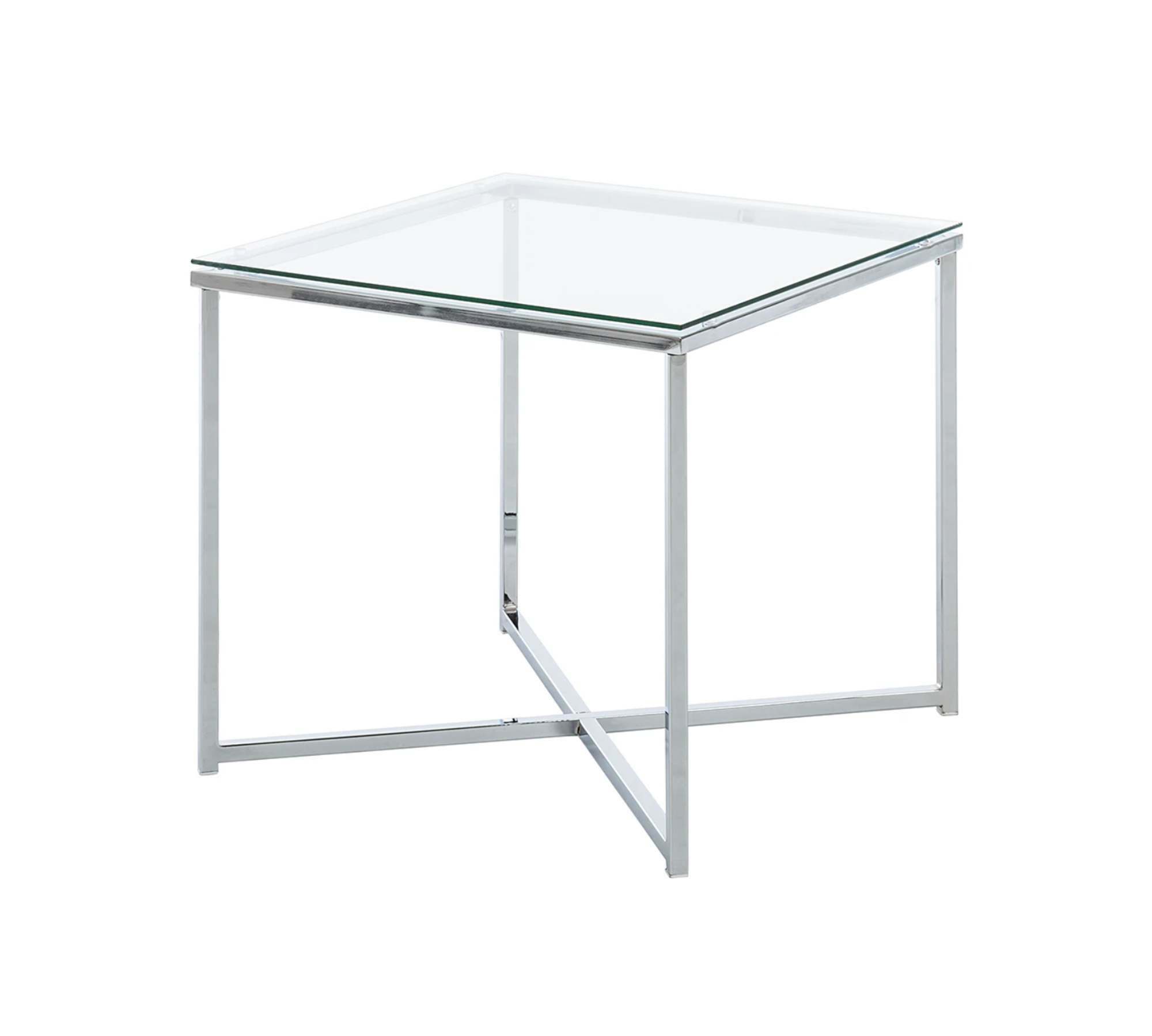Beistelltisch Glas Metall Silber 1