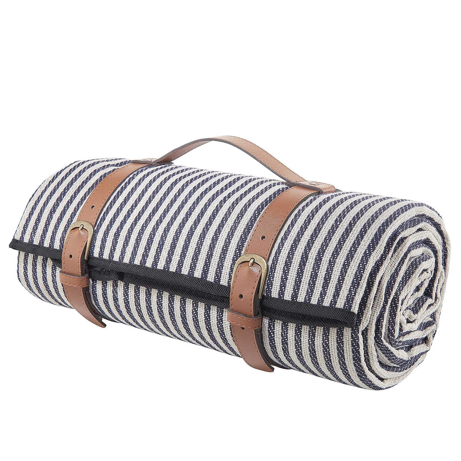 Picnic blanket WANDERLUST stripes polyacrylic blue 1