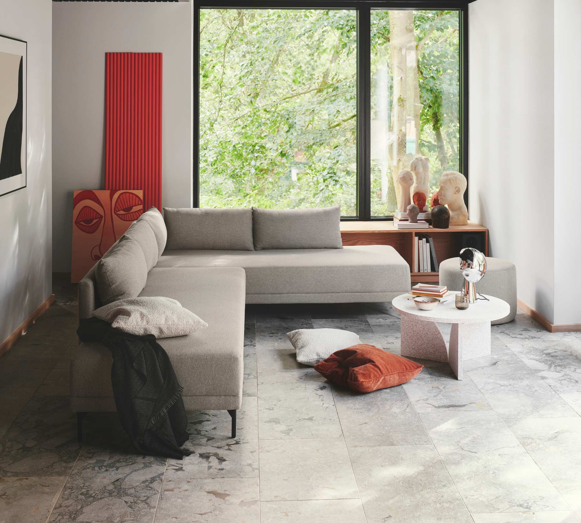 Vivica Schlafsofa Récamiere Rechts Velours Matt Beige 2