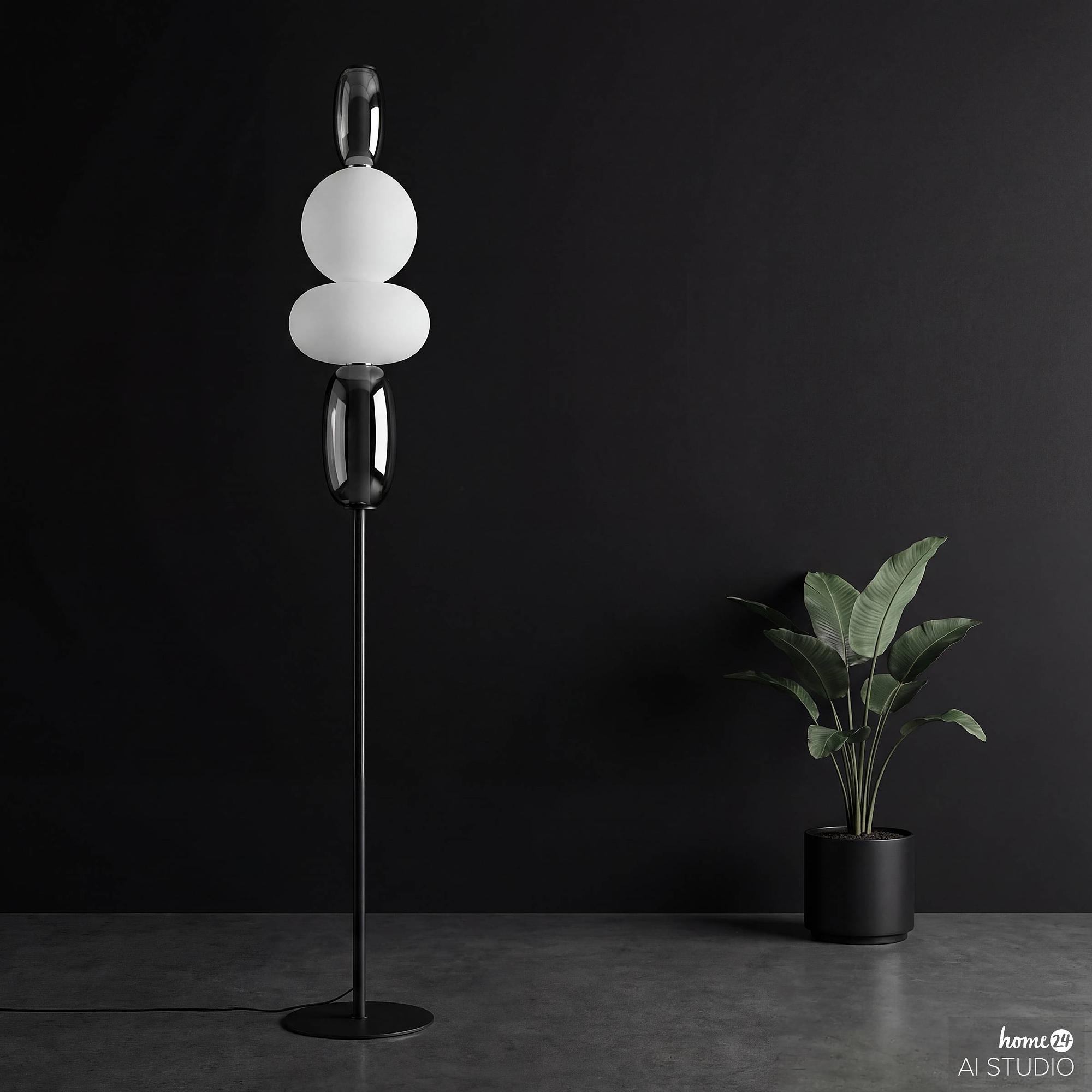 Drea Stehleuchte Glas Eisen Schwarz Grau 3