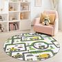 Truck & Road Map Kids Rug Multicoloured ⌀180cm 1
