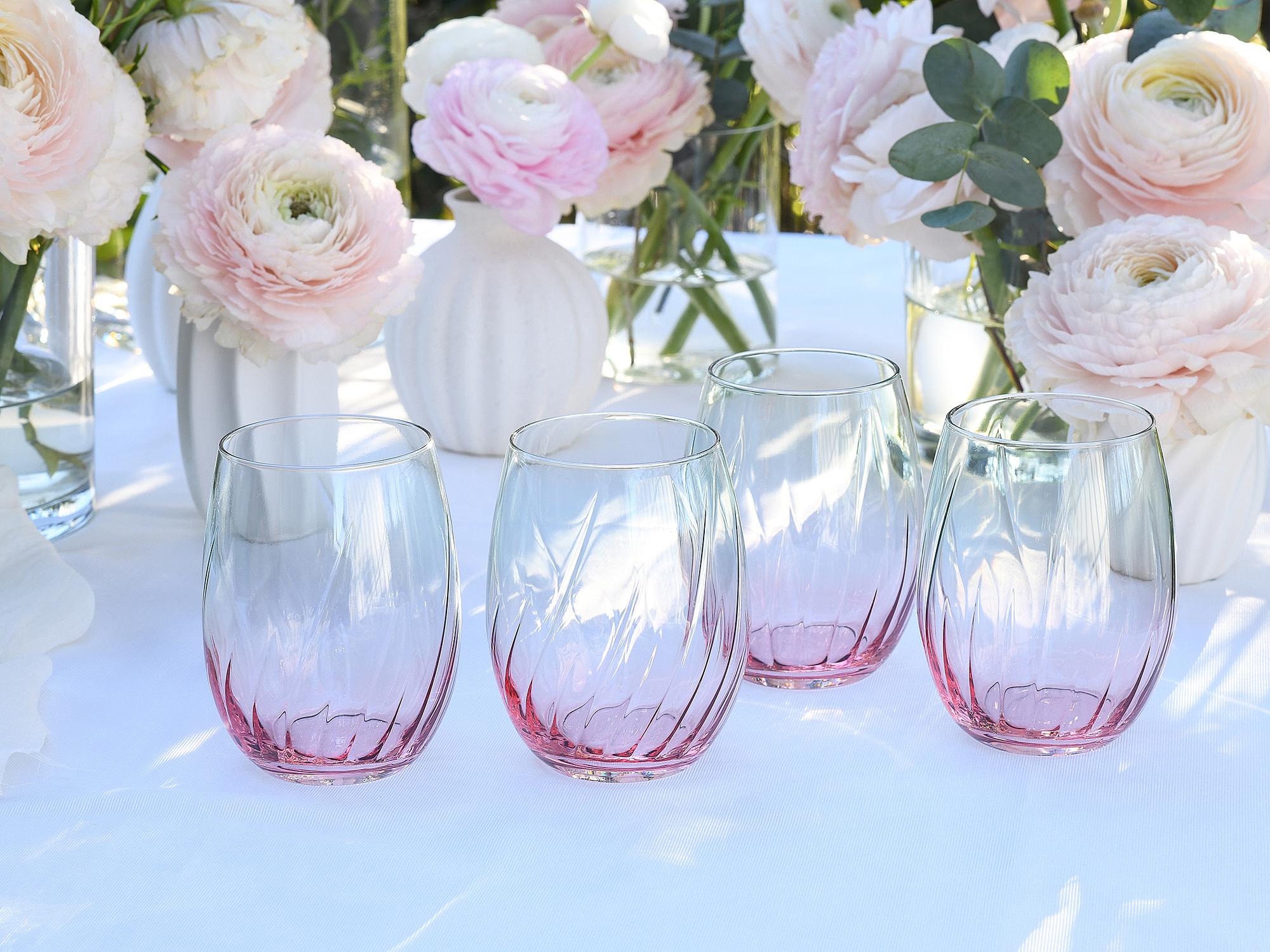 Spring Trinkgläser Farbglas Türkis Rosa 2