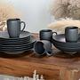 Vesuvio 16-teilig Kombiservice Steinzeug Schwarz  3