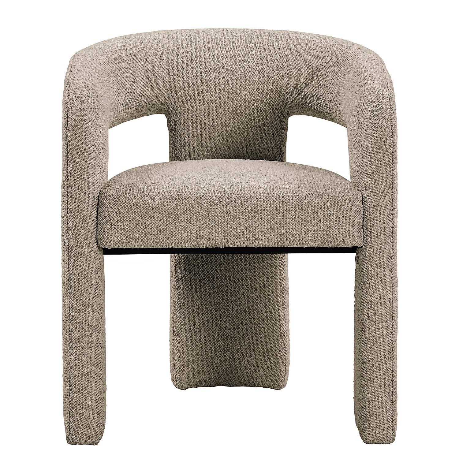 Armlehnenstuhl VALNES Bouclé Stoff Panju Taupe 1