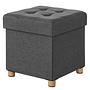 Upholstered Ottoman Oblava with Storage Space Woven Fabric Solid Birch Grey 0