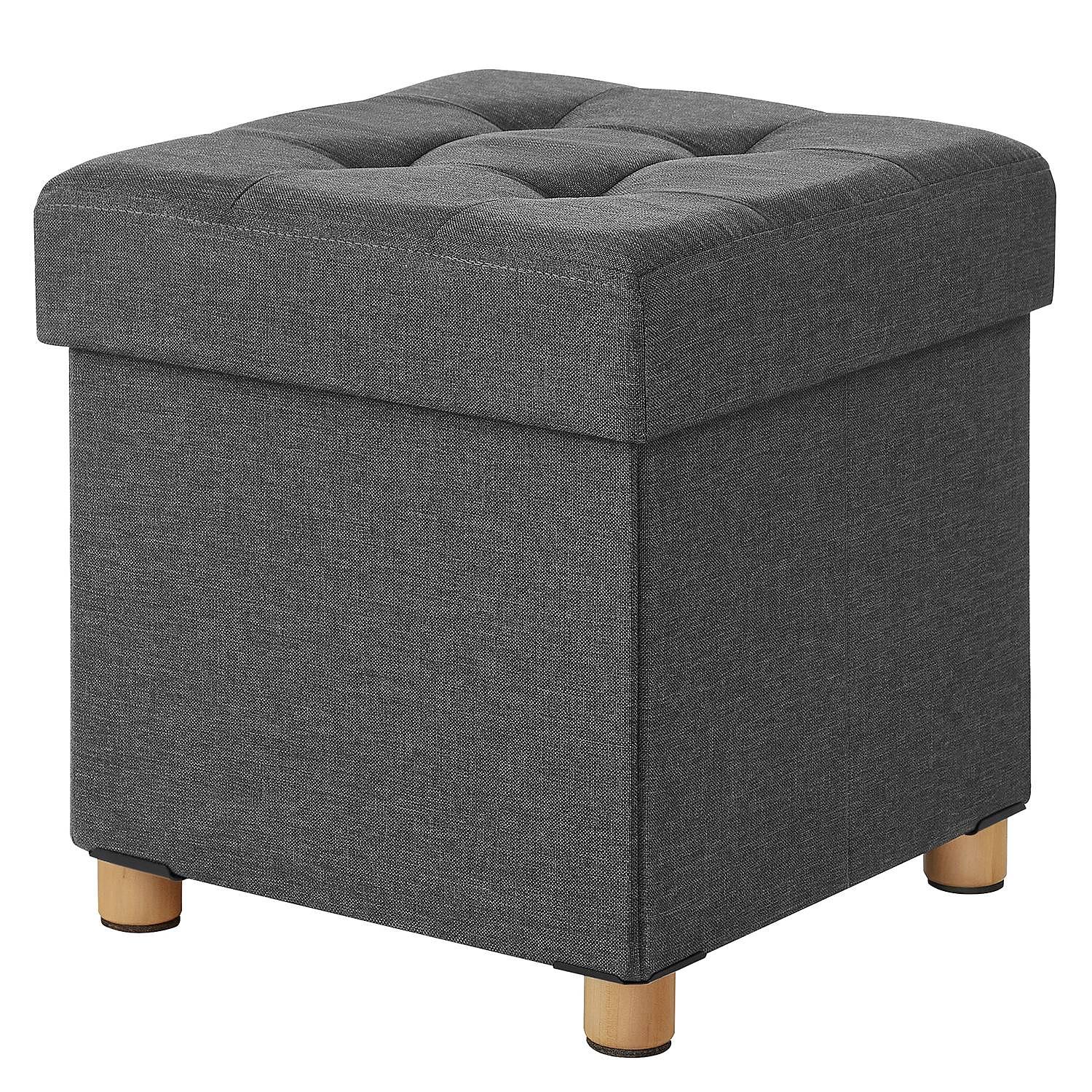 Upholstered Ottoman Oblava with Storage Space Woven Fabric Solid Birch Grey 0
