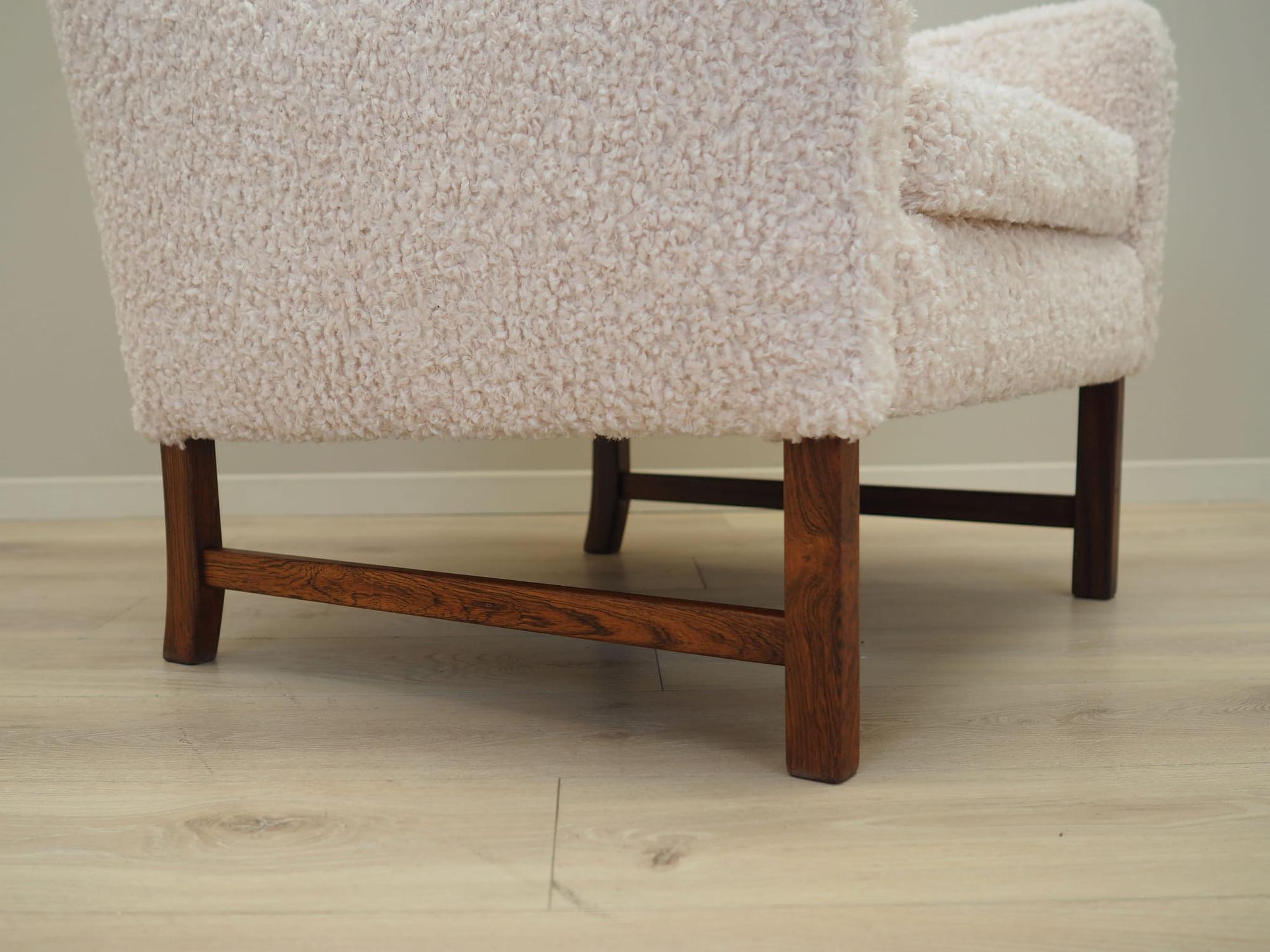 Stuhl Textil Holz Creme 1970er Jahre 12
