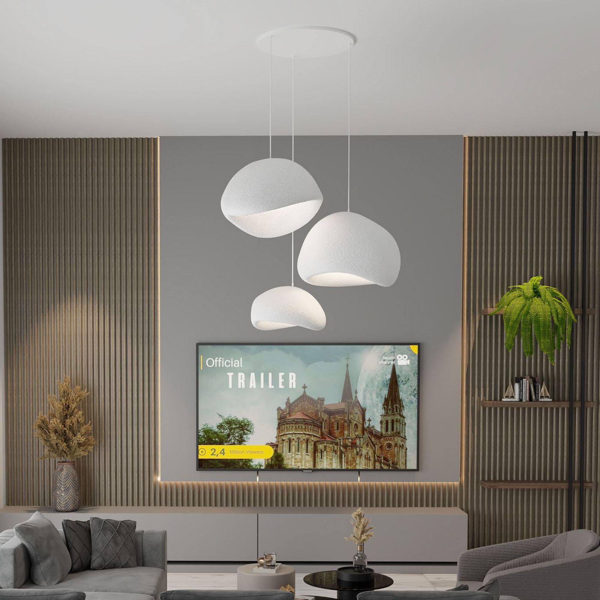 3-Flammig Wabi Sabi Mossgreys Pendelleuchte Weiß 2