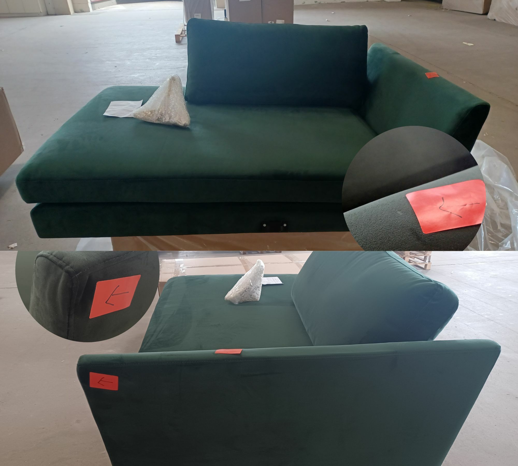 Astha 3-Sitzer Sofa Récamiere Links Velours Lux Dark Green 6