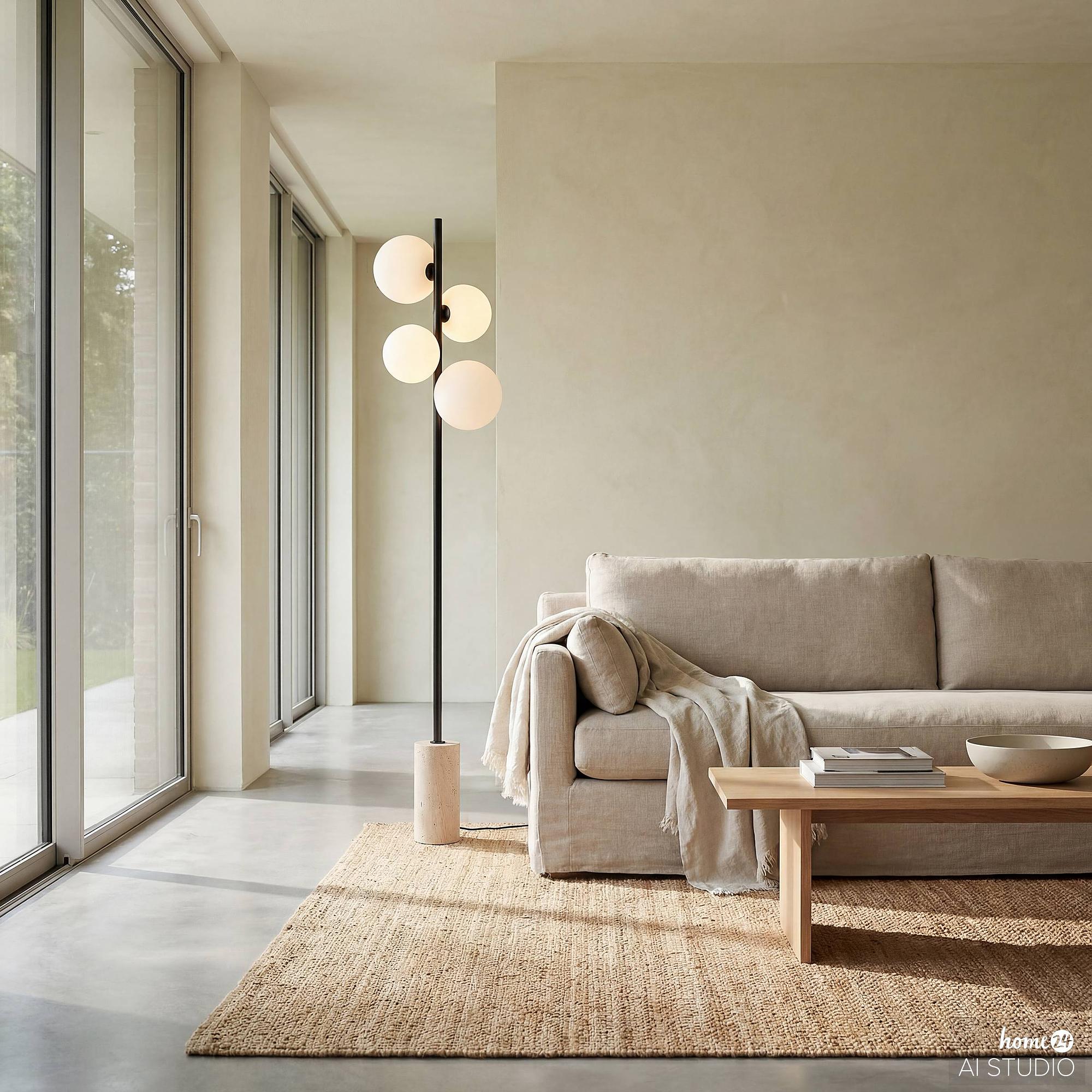 Kavio Stehleuchte 4-flammig Opalglas Marmor 2