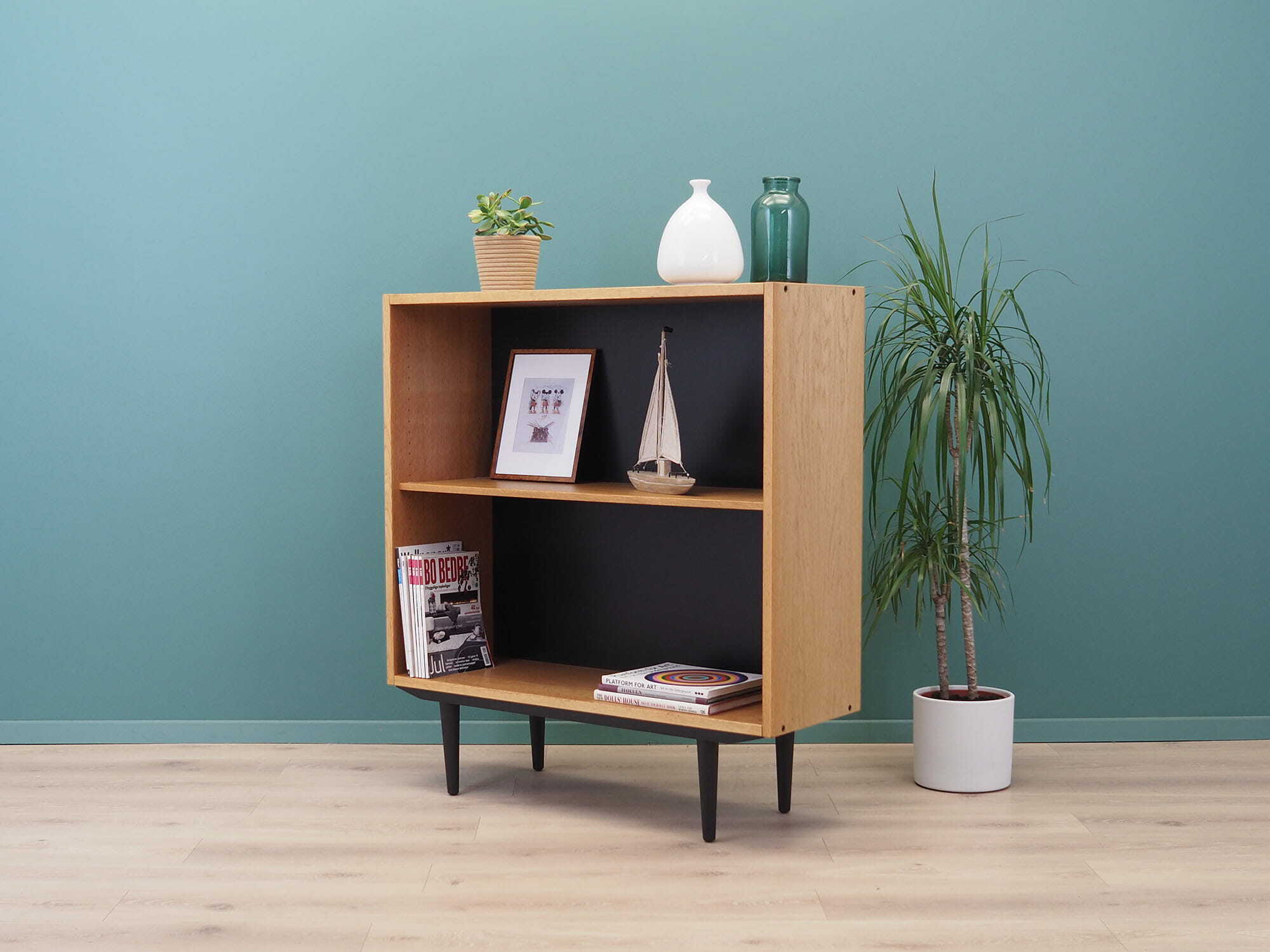 Vintage bookshelf, ash wood, brown, 1970s 2