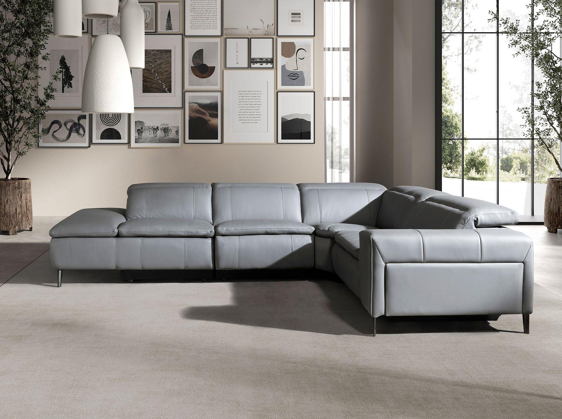 Sofa Récamiere Links Leder Grau 0