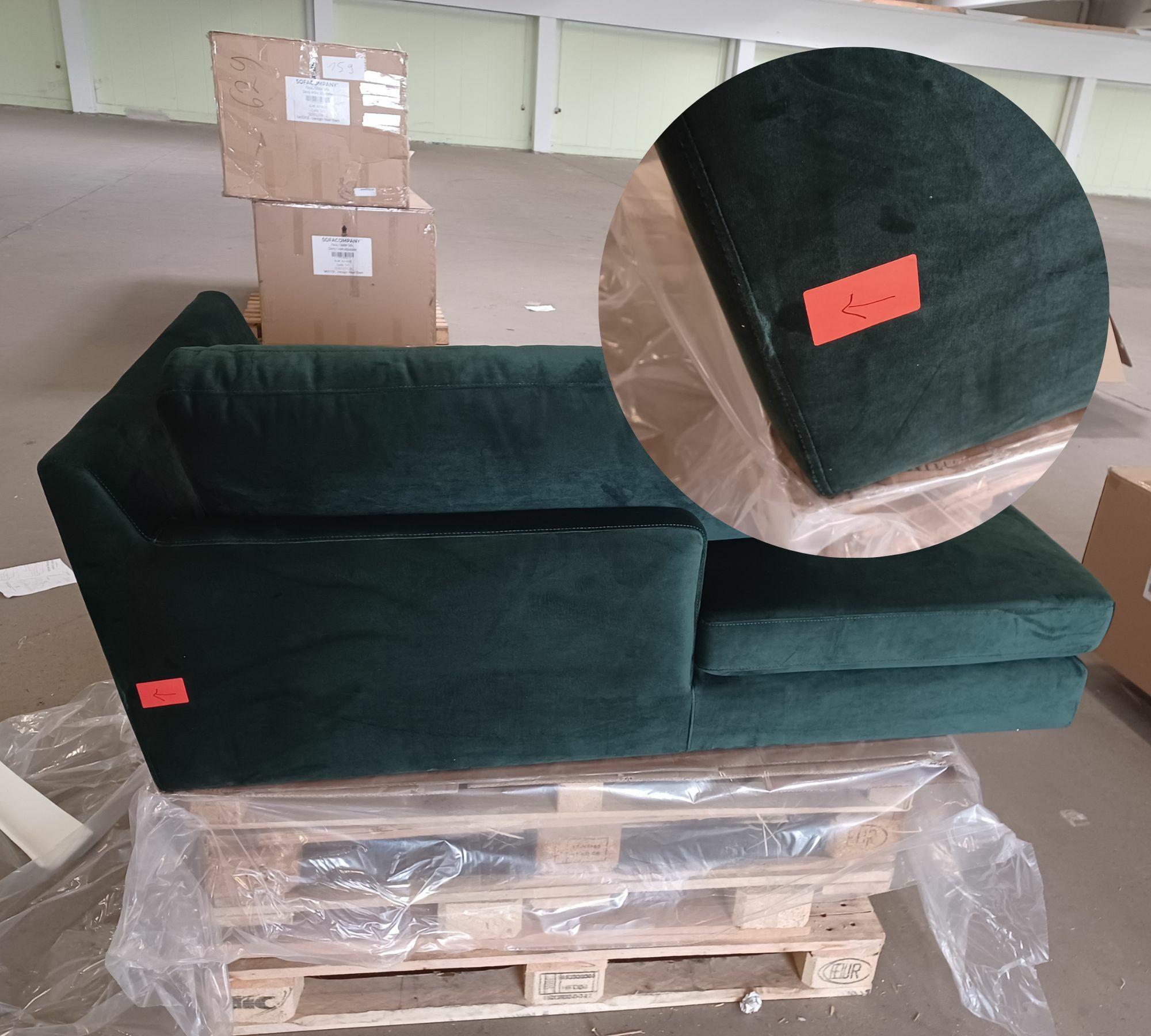 Astha 3-Sitzer Sofa Récamiere Links Velours Lux Dark Green 7