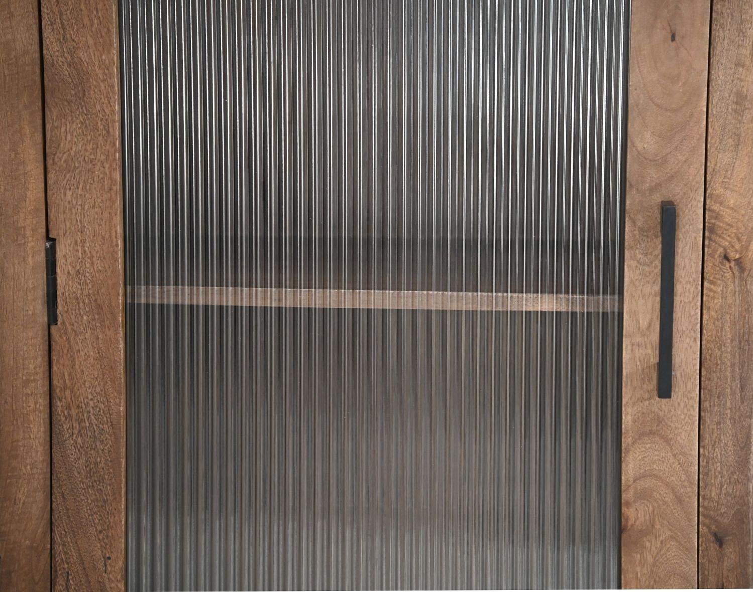 Vitrine mit Tür Mangoholz Glas 4
