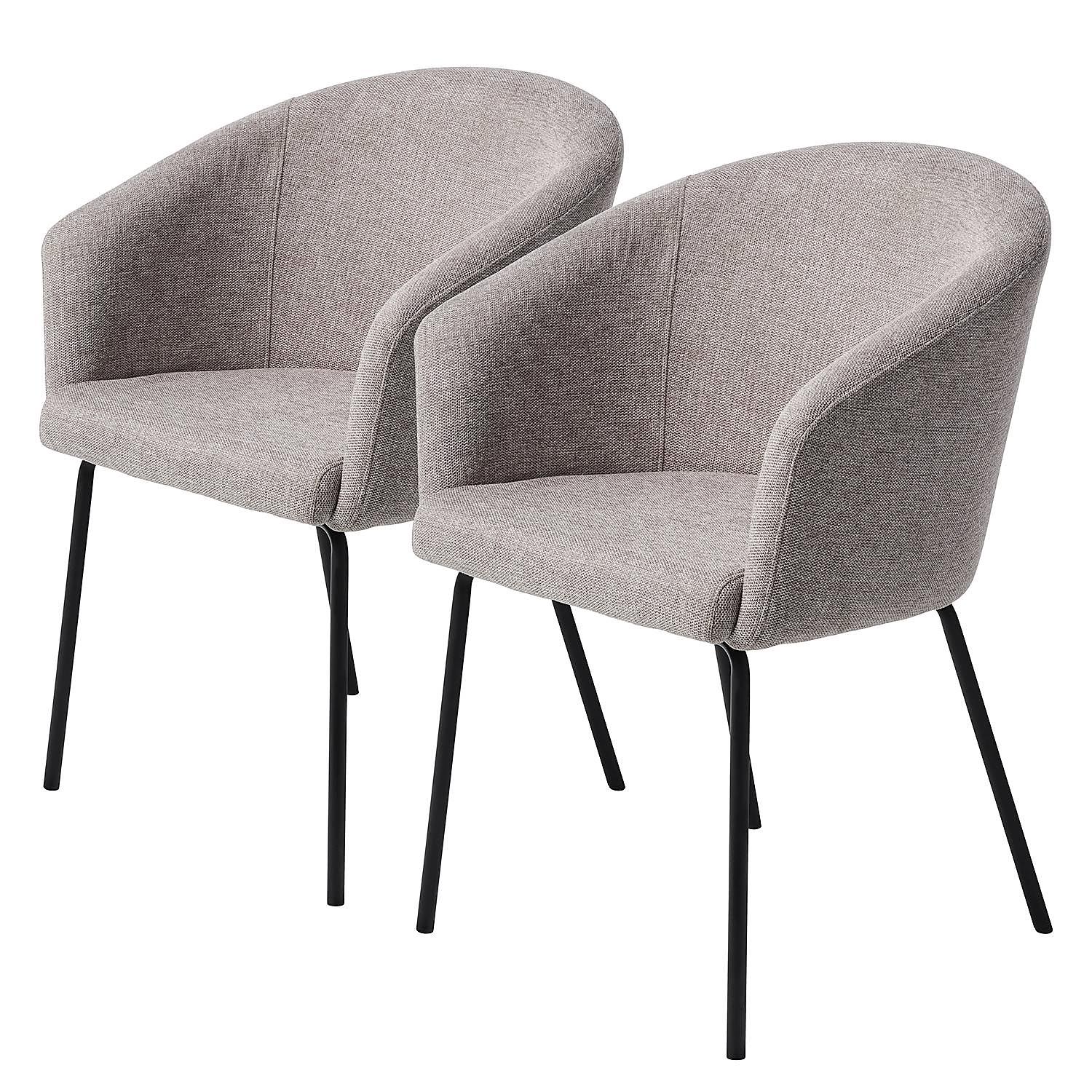 2x Dining chair Chelva blended fabric steel light grey 1