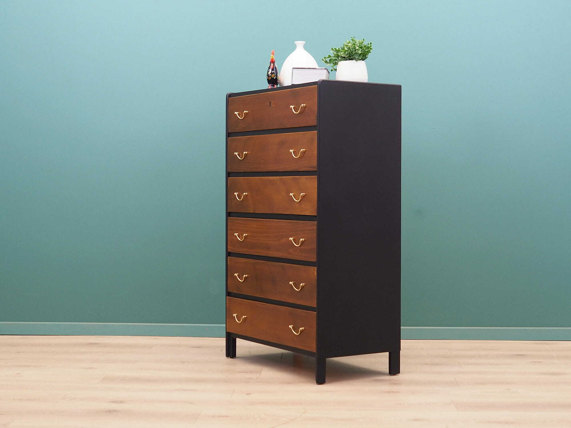 Vintage chest of drawers walnut wood brown 1960s 2
